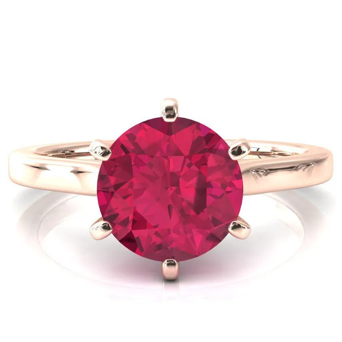 Rings Fire Brilliance Darci Round Ruby 6 Prong Cathedral Solitaire Engagement Ring
