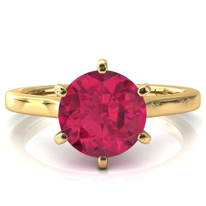 Rings Fire Brilliance Darci Round Ruby 6 Prong Cathedral Solitaire Engagement Ring