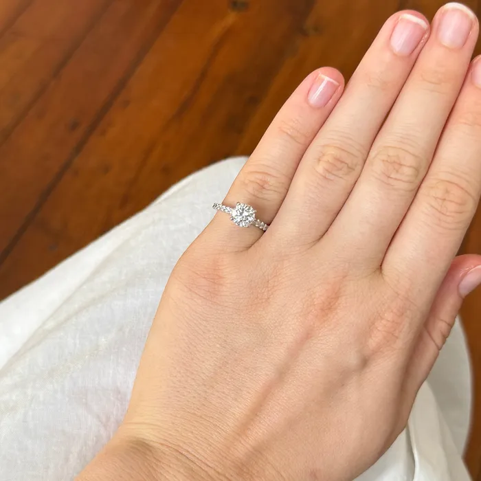 121ct G SI2 Round Diamond Solitaire Pav 14K Gold Engagement Ring Croghans Rings