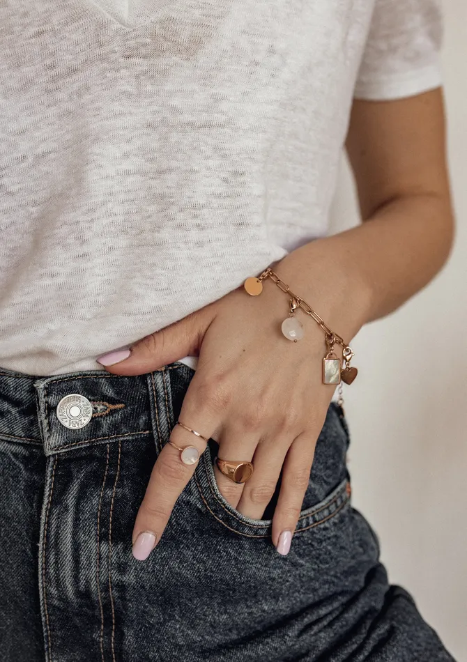 Hey Happiness Stainless Steel Ring Set Rose Gold Rings