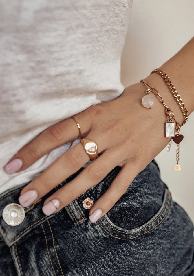 Hey Happiness Stainless Steel Ring Set Rose Gold Rings