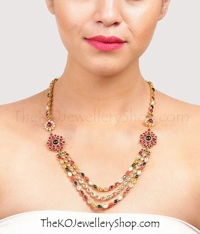 Necklaces Silversmith The Sujati Silver Navaratna Necklace