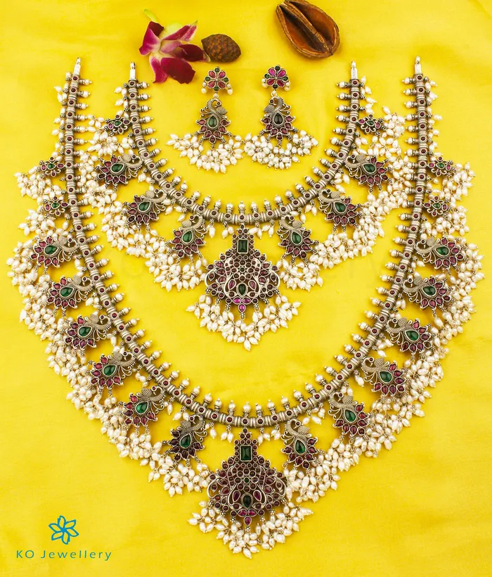 The Rachana Silver Guttapusalu Necklace Set Of 2 Oxidised Silversmith Necklaces