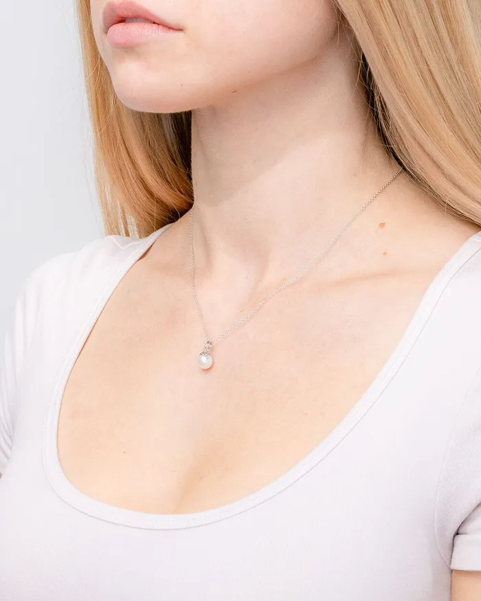 7mm Freshwater Pearl Necklace 14k White Gold Princess Bride Diamonds Necklaces 7mm Freshwater Pearl Necklace 14k White Gold Princess Bride Diamonds Necklaces