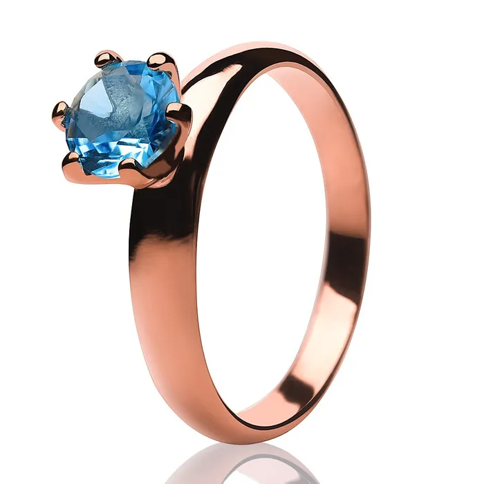 Clean Casting Jewelry Aquamarine Wedding Ring Rose Gold Ring Titanium Wedding Ring CZ Wedding Ring Rings