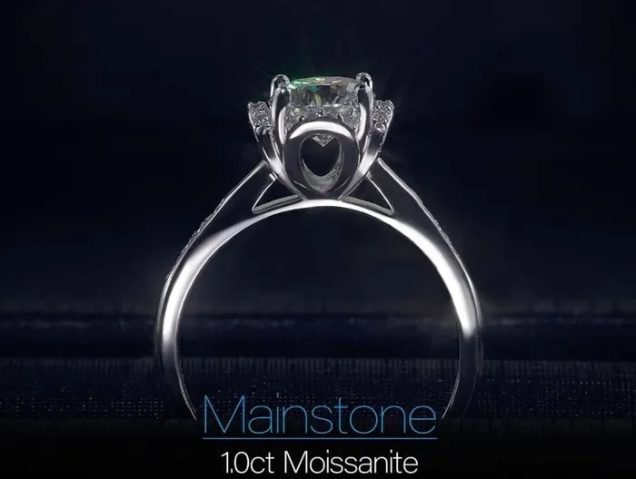 Luxus Moissanite Rings Jewelry Rings Platinum Plated Silver Moissanite Ring Band 1ct Center Stone